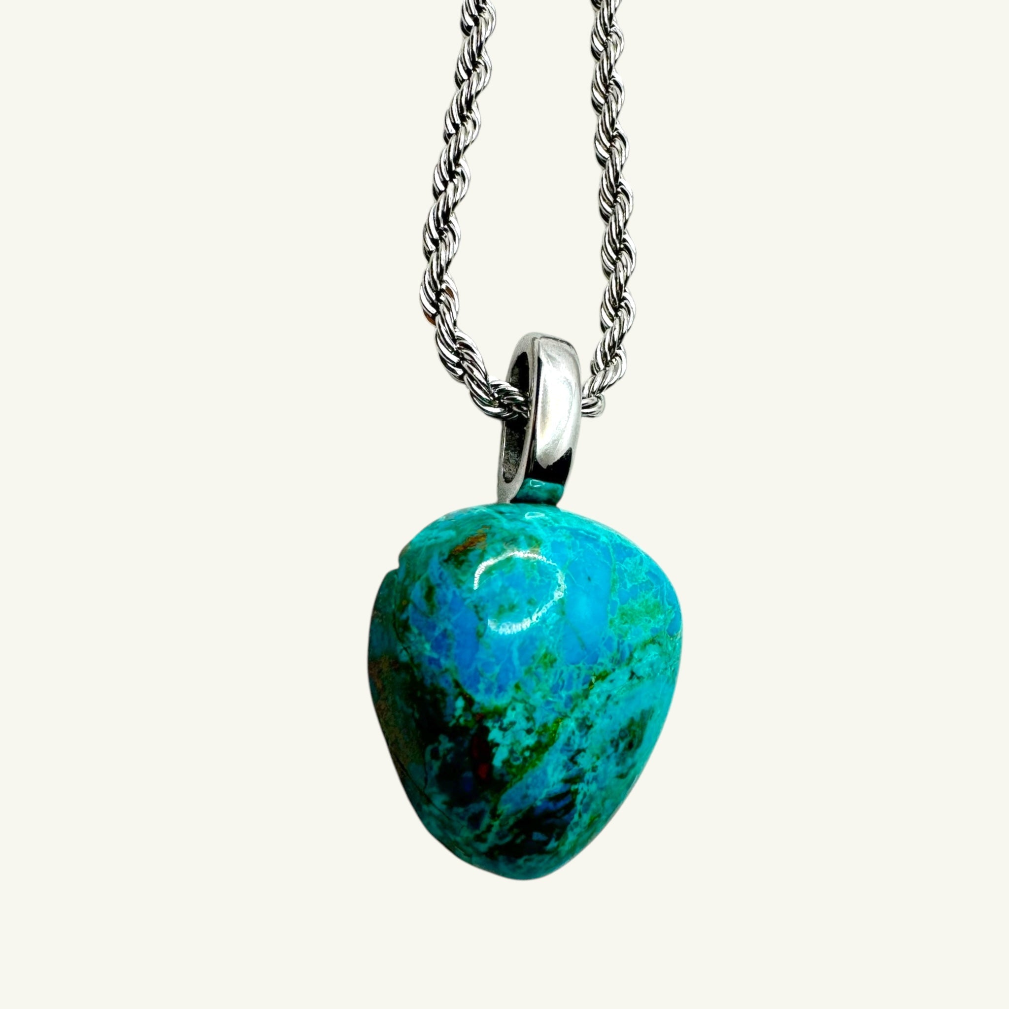 Collana crisocolla goccia 20x18 mm Sharifa Crystals